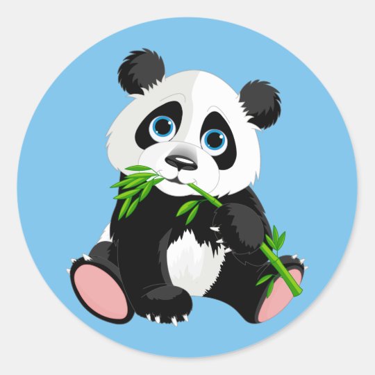 Cute Cartoon Panda Bear Classic Round Sticker | Zazzle.com