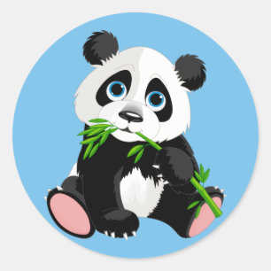 Cute Cartoon Panda Bear Classic Round Sticker