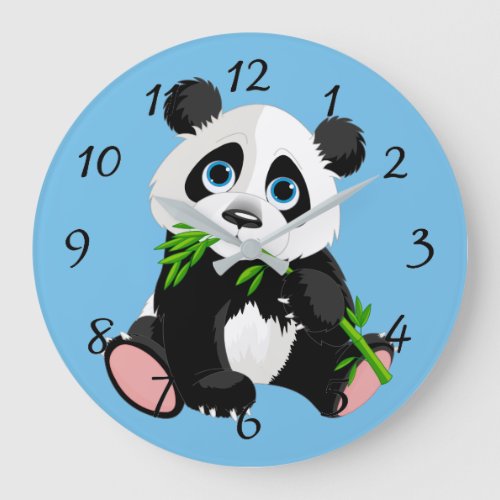 Cute Cartoon Panda Bear Large Clock
