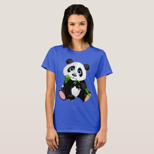 Cute Cartoon Panda Bear T-Shirt (Front Full)