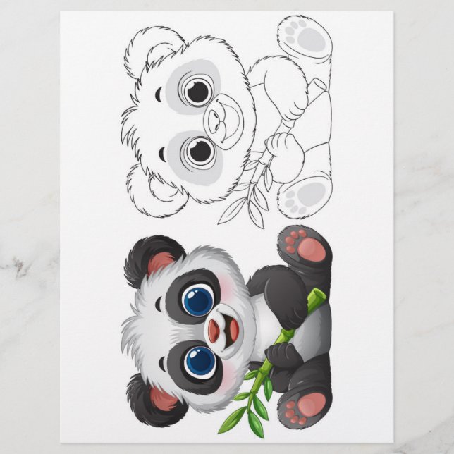 Cute Cartoon Panda coloring page (Front)