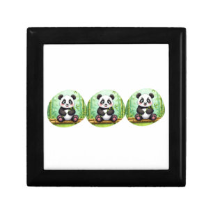 Cute Cartoon Panda on Bamboo Patch Gift Box