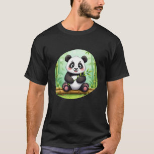 Cute Cartoon Panda on Bamboo Patch T-Shirt