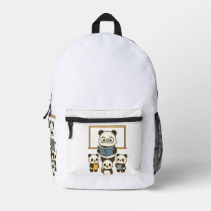 Cute Cartoon Panda Teacher and Students for School Printed Backpack