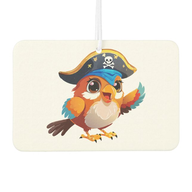 Cute cartoon parrot pirate air freshener (Front)