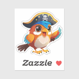 Cute cartoon parrot pirate sticker