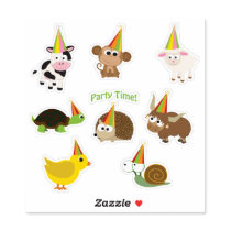 Cute Cartoon Party Animals Sticker Set