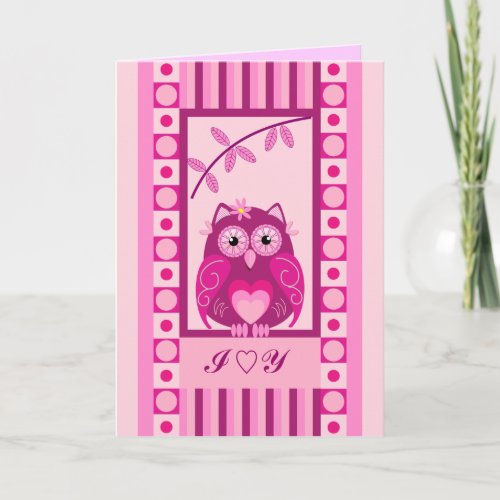 Cute cartoon patterns Owl Valentines day card