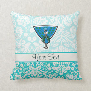 Cute Cartoon Peacock Throw Pillow