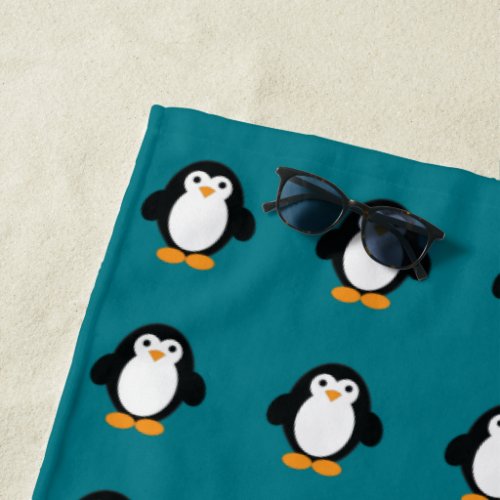 Cute Cartoon Penguin Beach Towel