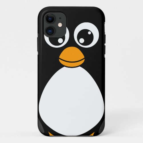 Cute Cartoon Penguin Black and White iPhone 11 Case