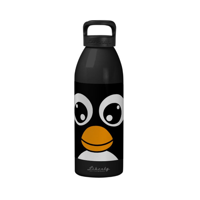 Cute Cartoon Penguin Black and White Reusable Water Bottles