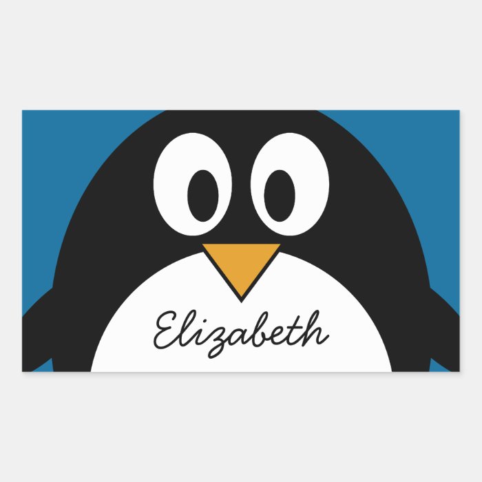 cute cartoon penguin blue background rectangle stickers