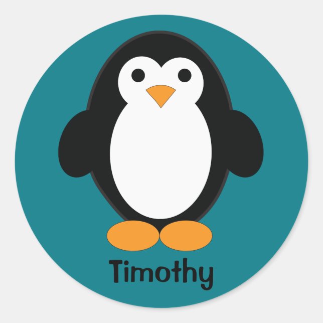 Cute Cartoon Penguin Classic Round Sticker (Front)