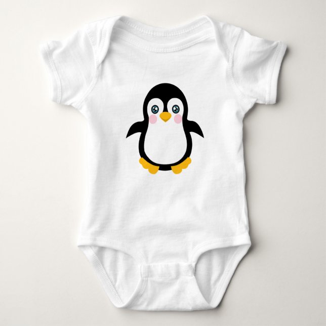Cute Cartoon Penguin Design Baby Bodysuit (Front)
