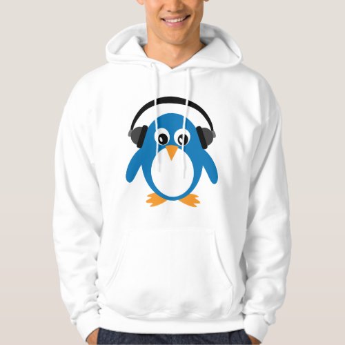 Cute Cartoon Penguin DJ With Headphones Hoodie