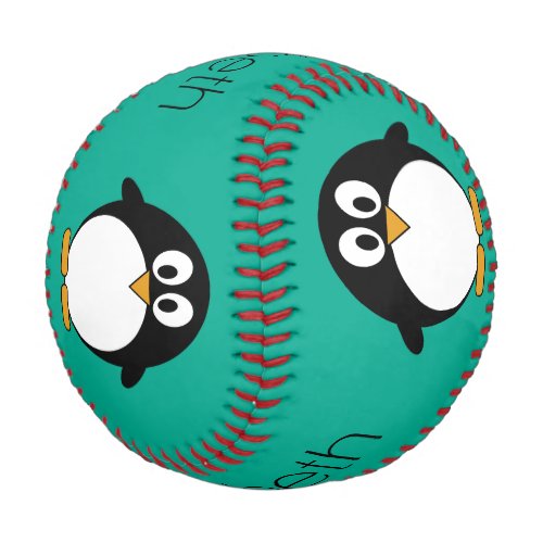 cute cartoon penguin emerald and black baseball