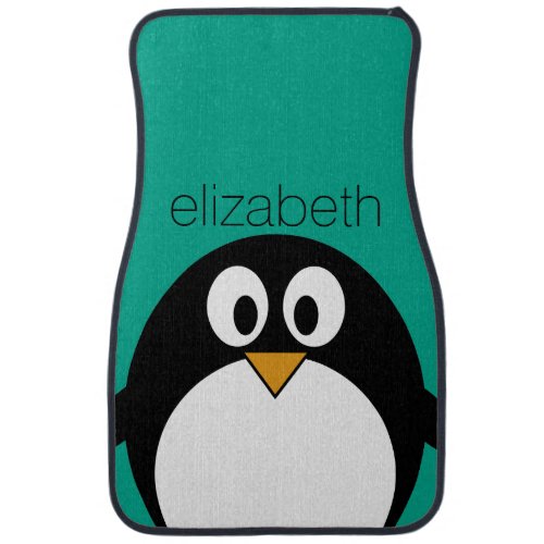 cute cartoon penguin emerald and black car floor mat