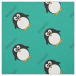 cute cartoon penguin emerald and black fabric