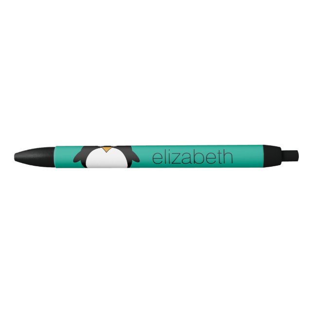 cute cartoon penguin emerald and black pen (Front)