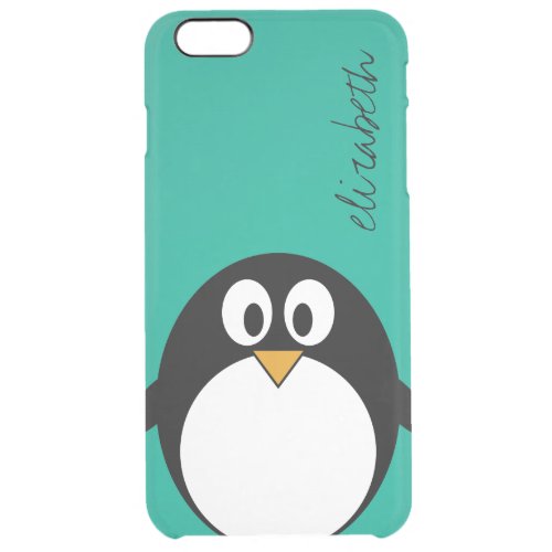 cute cartoon penguin emerald and black clear iPhone 6 plus case