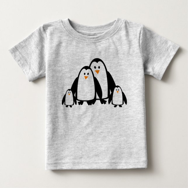Cute Cartoon Penguin Family Baby T-Shirt (Front)