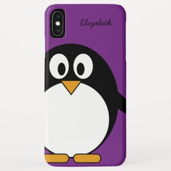 Cute Cartoon Penguin Purple Iphone Xs Max Case by MyPetShop at Zazzle