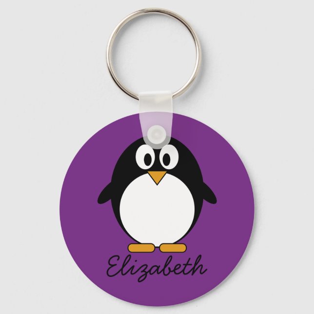 cute cartoon penguin purple keychain (Front)