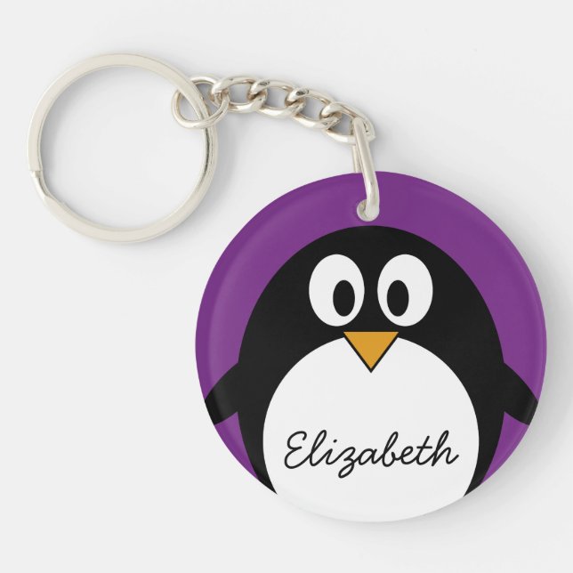 cute cartoon penguin purple keychain (Front)