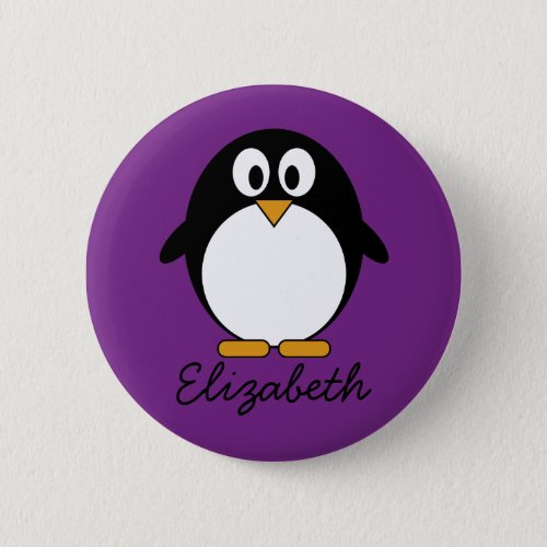 cute cartoon penguin purple pinback button