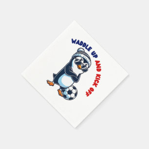 Cute cartoon penguin soccer player cool napkins