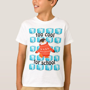 Cute Cartoon Penguin "Too Cool For School" Kids' T-Shirt