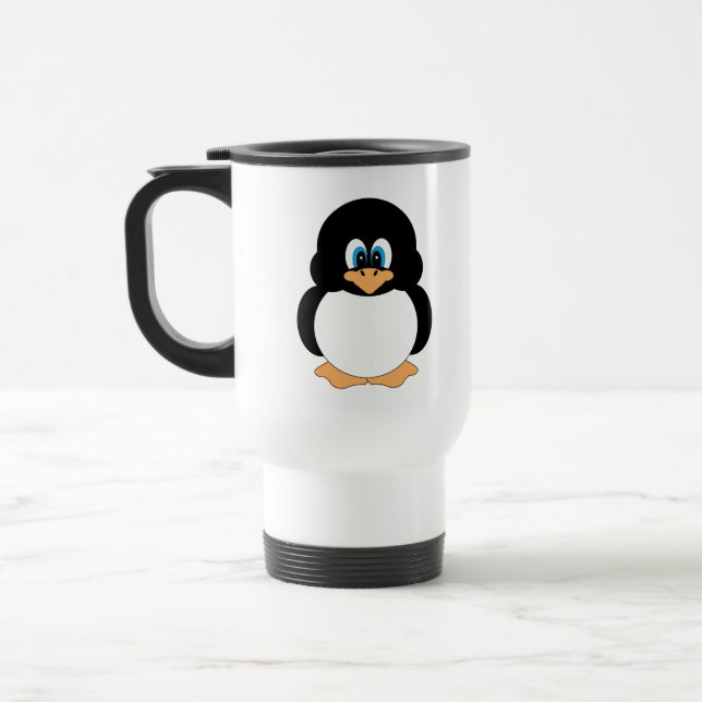 Cute Cartoon Penguin Travel Mug (Left)