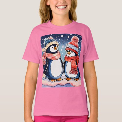 Cute cartoon penguin tshirt for girls