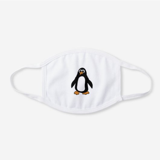 Cute Cartoon Penguin White Cotton Face Mask (Front)