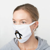 Cute Cartoon Penguin White Cotton Face Mask (Angled)