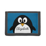 Cute Cartoon Penguin With Blue Background Trifold Wallet at Zazzle