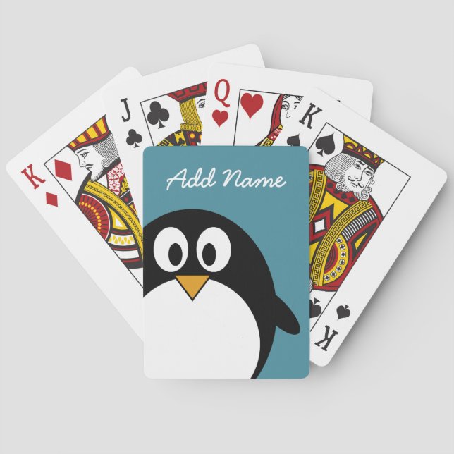 Cute Cartoon Penguin with bright colors Poker Cards (Back)