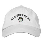 Cute Cartoon Penguin With Custom Name Or Text Embroidered Baseball Cap at Zazzle