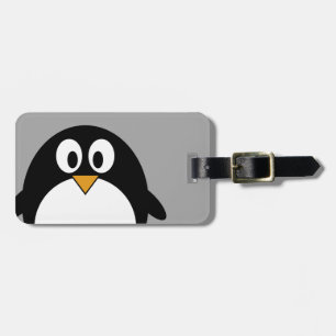 Cute cartoon penguin with gray background luggage tag