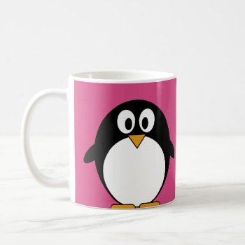 Cute Cartoon Penguin With Pink Background Coffee Mug by MyPetShop at Zazzle
