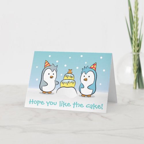 Cute Cartoon _ Penguins Birthday Celebration Card
