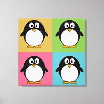 Cute Cartoon Penguins Canvas Print by MyPetShop at Zazzle