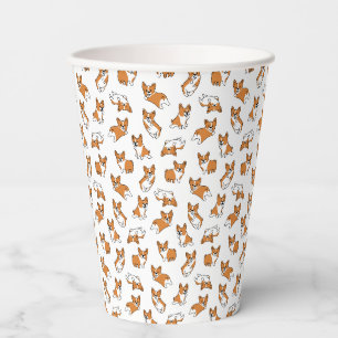 cute cartoon pet dog corgis pattern paper cups