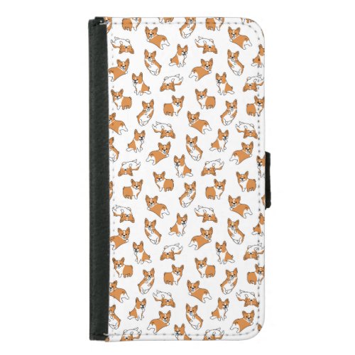 cute cartoon pet dog corgis pattern samsung galaxy s5 wallet case