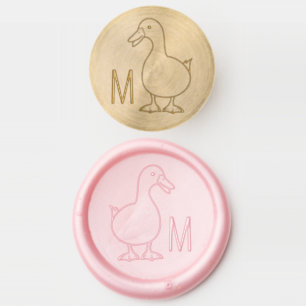 Cute Cartoon Pet Duck Monogram Initial Wax Seal Stamp