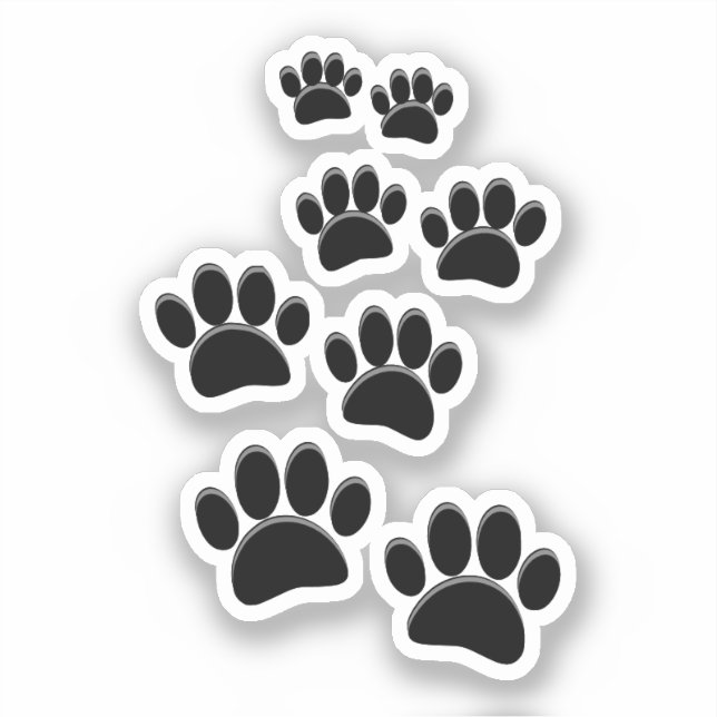 Cute Cartoon Pet Paw Trail Black Sticker (Front)
