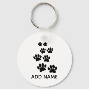 Cute Cartoon Pet Paw Trail Blck Keychain