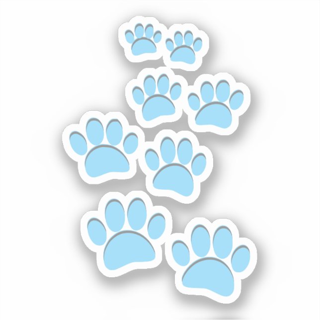 Cute Cartoon Pet Paw Trail Blue Sticker (Front)
