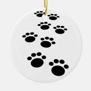 Cute Cartoon Pet Paw Trail Ceramic Ornament